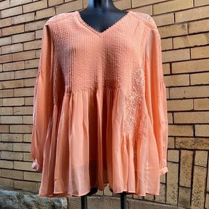 Soft Surroundings Carte Blanche Chiffon Sequin Trim Blouse Orange Size Medium